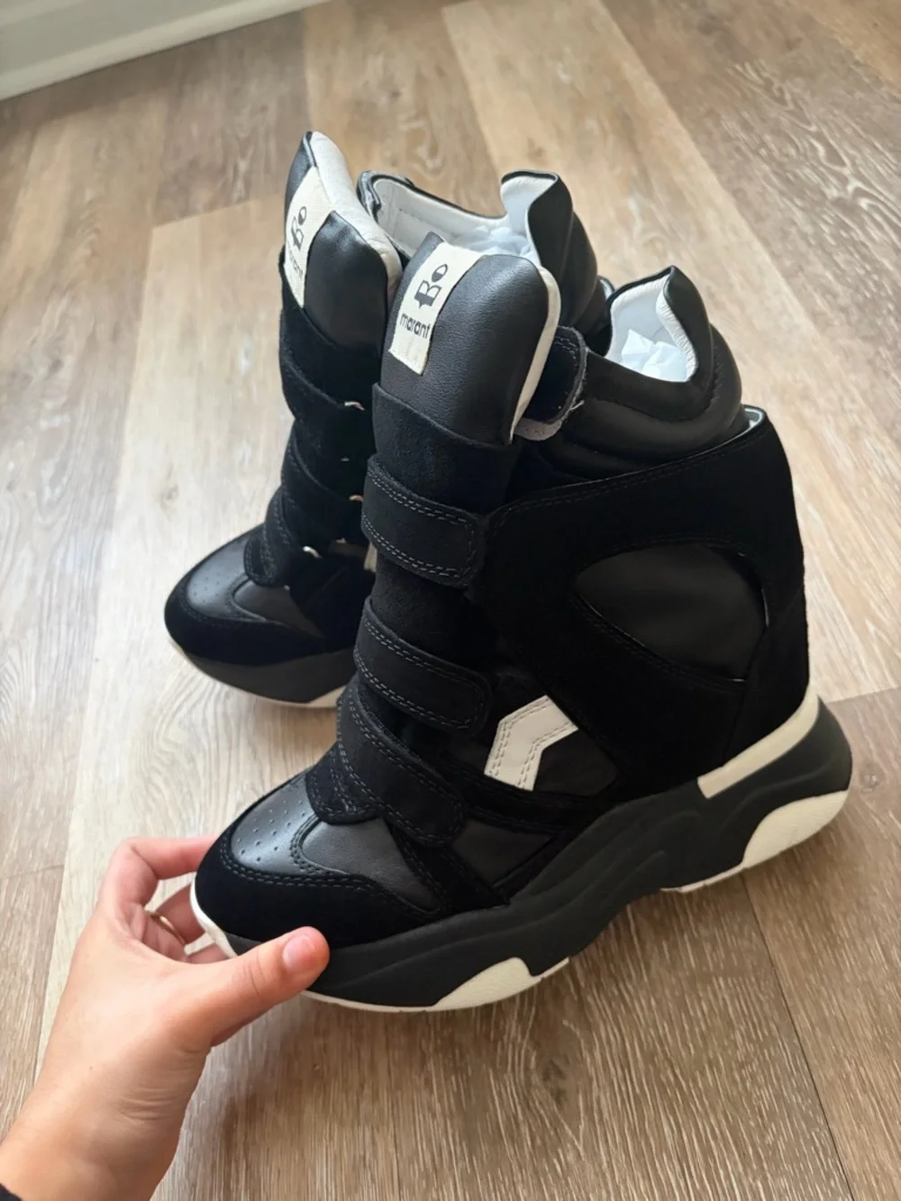 Isabel Marant Black and White Platform Wedge Sneakers - Picture 5 of 7